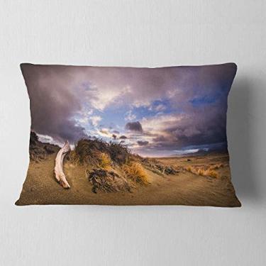 Imagem de Designart – Porta-malas de madeira antiga ao pôr do sol, moderno, para sala de estar, sofá, almofada de alta qualidade + capa de almofada impressa em ambos os lados 30,5 x 50,8 cm