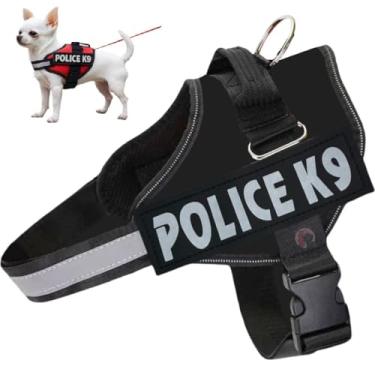 Imagem de Coleira Peitoral Para Cachorro Porte Pequeno Médio e Grande Colete Confortável Policia K9 (Preto, PP)
