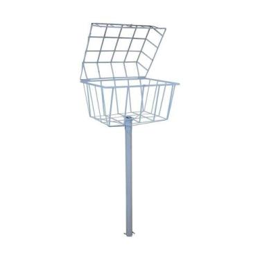 Imagem de Lixeira De Rua Calçada Cesto Fundo Tampa Branca 140X60X45Cm - OURO MIN