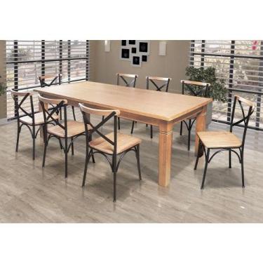 Imagem de Mesa Jantar Retangular Aurora 200X100 Com 8 Cadeiras Paris Base Alumín