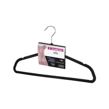 Imagem de Cabide De Plástico Aveludado, Sanremo Preto