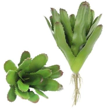 Imagem de Kit 2 Peças Bromélia Planta Artificial Verde 20 Folhas 28cm - OUTRAS M