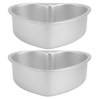 Imagem de HOMSFOU 2 peças molde de bolo de coração assadeira forma de torta em forma de coração pullman pão lata caçarola prato em forma de coração forma de biscoito bagel mini formas de bolo formas de