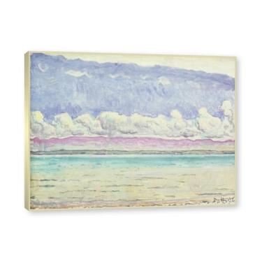 Imagem de Moldura champanhe. Imagem natureza em tela, (Lago) de Ferdinand Hodler, reprodução de quadros, quadro de arte de parede de tela para casa. 60x80cm