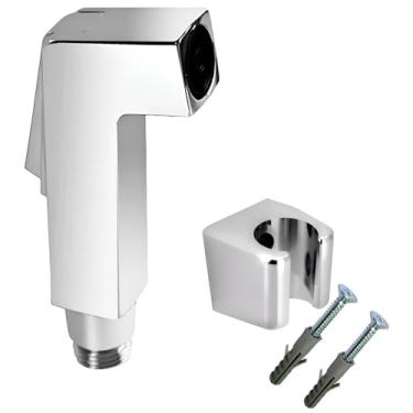 Imagem de Ducha Higienica Chuveirinho Gatilho Quadrada Abs Inox Brilhante