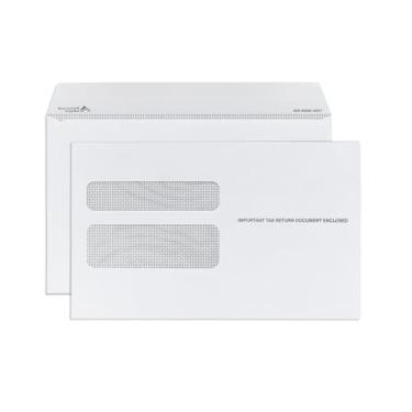 Imagem de 50 envelopes W2, autovedação, envelopes de segurança de janela dupla projetados para formulários impressos a laser W2 da QuickBooks Desktop e outros softwares tributários, 14 x 23 cm, 50 envelopes