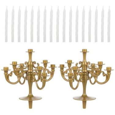 Imagem de Holibanna 2 peças de topos de bolo de candelabro com velas de plástico para castiçal, cerimônia, aniversários, dia das bruxas, topo de bolo de jantar de Natal