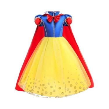 Imagem de Vestido De Princesa Branca De Neve Para Meninas Com Capa Fantasia De F
