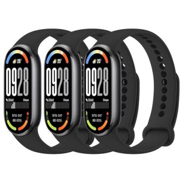 Imagem de Tobfit Pacote com 3 pulseiras de substituição compatíveis com Xiaomi Smart Band 10/9/8, pulseira esportiva ajustável de silicone macio para mulheres e homens, preto/preto