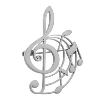 Imagem de Broche de aço inoxidável com símbolo de música oca estilo punk fashion banhado a ouro 18 K, acessórios de terno preto, conjunto de combinação de casamento, free size, Aço inoxidável, Pedra preciosa na