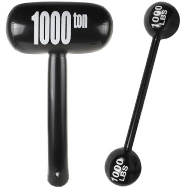 Imagem de LIYDE Giant Inflatable Dumbbell Barbell Hammer - Carnival Circus Birthday/Halloween Party Decorations Favors Supplies Fake Weights Cosplay Props - Blow Up Costume Photo Booth Props Accessory