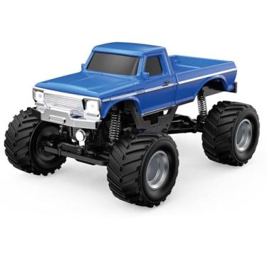 Imagem de ARRIS Mini rastreador RC 1:36, carro RC off-road 4WD com controle remoto de 2,4 G, bateria e luzes RTR para adultos brinquedos de presente de hobby (azul)