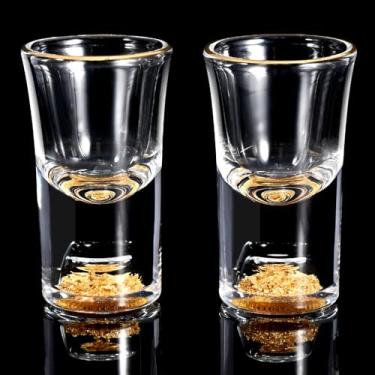 Imagem de Futtumy Copos de shot engraçados de 17 g, conjunto de copos de flocos de folha de ouro 24k, copo de tequila para adultos, homens, mulheres, mãe, pai, amigos, copo de shot legal para festa, aniversário