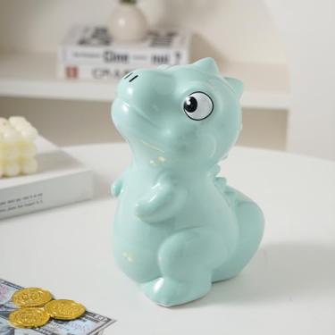 Imagem de Cofrinho de dinossauro para meninos, cofrinho de cerâmica, pote de moedas, acessórios de jantar para adultos, cofrinho personalizado para meninas, decoração de quarto de dinossauro para meninos