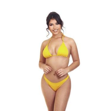 Imagem de Biquíni Cortininha Com Calcinha Fio Dental Simples Sem Bojo - Estigma,