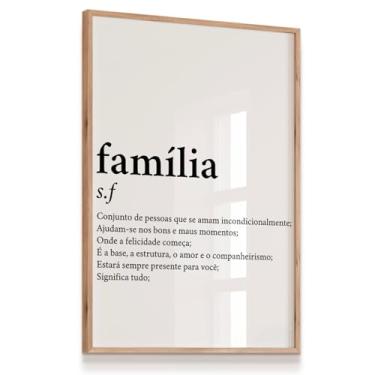 Imagem de Quadro Decorativo Família Significado Frase Art Parede 33x43 Laminado Moldura Carvalho