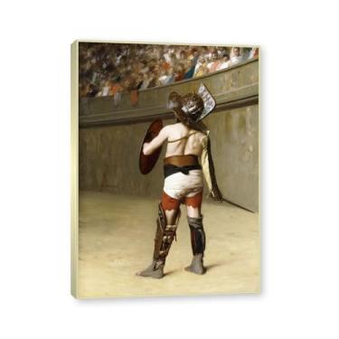 Imagem de NHLDZYH Moldura champanhe. Imagem natureza em tela, (um gladiador galo) de Jean Leon Gerome, reprodução de quadros, quadro de arte de parede de tela para casa. 40x56cm