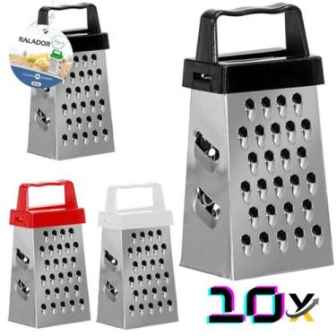 Imagem de Combo 10 Mini Ralador Inox 4 Faces p/ Queijos e Legumes 9cm - zein