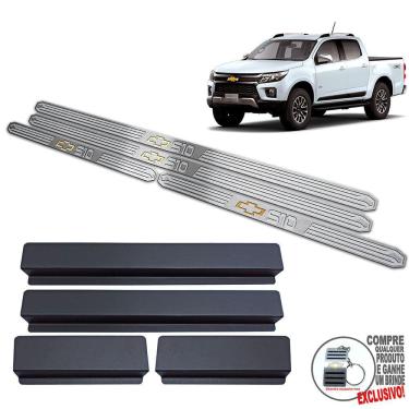 Imagem de Soleiras De Porta Chevrolet S10 2021 2022 Prata Baixo Relevo