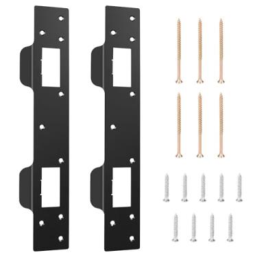 Imagem de Placa de substituição para porta Prime-Line Door Strike, 2 peças de placa de segurança com furo duplo de porta com orifício de 13 a 15 cm, placas de ataque de atualização para porta externa, placa