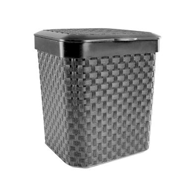 Imagem de Lixeira De Pia Rattan Com Tampa Preta 5 Litros