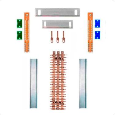 Imagem de Kit Barramento Trifásico 100A para 46 Circuitos com Placa de Policarbo