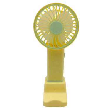Imagem de Mini Ventilador Recarregável Usb Portátil Suporte - Amarelo