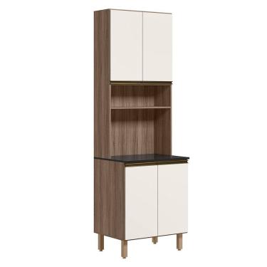 Imagem de Paneleiro Duplo 4 Portas 70cm MDF Kali 12230 Carvalho Toq Off White Cetim Nicioli