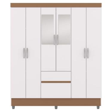 Imagem de Guarda Roupa Casal 6P 2G Espelho 153 cm Branco Camarim VLR
