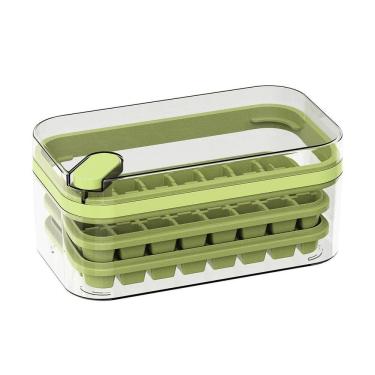 Imagem de Forma De Gelo 64 Cubos Camada Dupla Recipiente Bandeja Cor:Verde