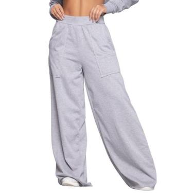 Imagem de Calça Pantalona Wide Leg WLS Modas Cintura Alta Flare Moletinho Moda C
