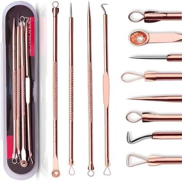 Imagem de Kit 4 Curetas Extrator de Cravos e Espinhas Limpeza Pele Inox Com Estojo