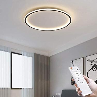 Imagem de Luminária de teto LED moderna, luminária de teto com design redondo, iluminação de teto com controle remoto regulável, luminária pendente de acrílico, abajur para sala de jantar, banheiro, q