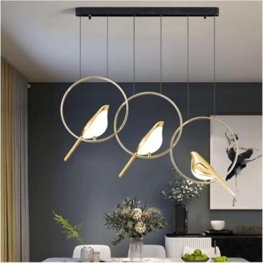 Imagem de Lustre LED moderno pós-modernismo loft sala de estar restaurante lustre LED arte ouro pega pássaro decoração iluminação para casa, decoração moderna