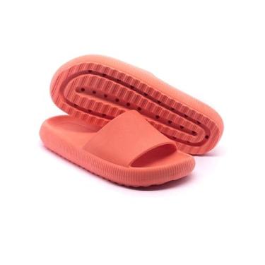 Imagem de Chinelo Slide Nuvem Feminino, Ortopédico, Coral, EVA, Confortável, Flexível, Solado Largo com Perfuros, Uso Diário (Coral, BR, Adulto, Faixa Numérico, 39, 40)