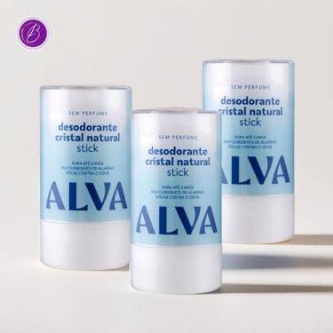 Imagem de Kit Cristal Natural Alva Trio 3 Desodorantes Stick Natural 120g Sem Pe