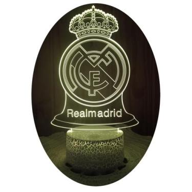 Imagem de Lâmpada de ilusão 3D, emblema do Real Madrid Spain com LED de 7 cores 