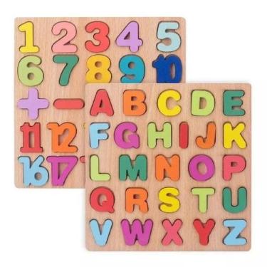 Imagem de Brinquedo didático de madeira Montessori com números de mesa para cria