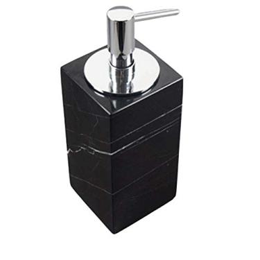 Imagem de FTOQWZXV Dispensador de sabão de mármore, recarregável, 165 ml, 165 ml, sabonete líquido para lavar louça, sabonete líquido para lavar louça, loção corporal (quadrado preto)