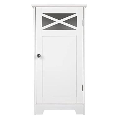 Imagem de Garfo de porta única armário de banheiro branco armário de banheiro MDF armário de armazenamento mobiliário doméstico (D (15,8 x 11,8 x 31,5))