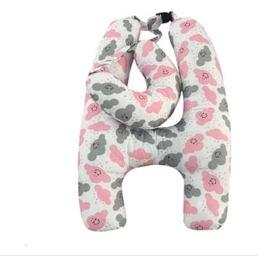 Imagem de Almofadas de Apoio para o Pescoço em Formato de H para Crianças com Apoio para o Pescoço Ajudam Você a Dormir e Descansar durante a Viagem(Nuvem Rosa)