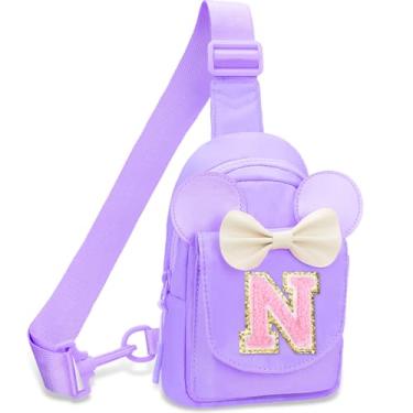 Imagem de Mochilas pequenas para meninas – Presentes de aniversário para meninas, para 3, 4, 5, 6, 7, 8, 9, 10 anos, pochete personalizada, pequena, rosa, bolsa tiracolo para crianças e meninas, Roxa, N