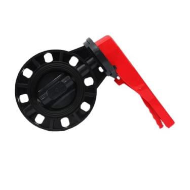 Imagem de Válvula Borboleta De UPVC Com Alça De 1 Peça - Tipo Soquete De 63-200 Mm, Conexão De Flange, Válvula De Plástico Preta E Vermelha Para Irrigação De Jardim/tubulação De Água Faça Você Mesmo(90mm)