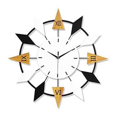 Imagem de Relógio de parede retrô grande decorativo relógio de parede ponteiros romanos vintage industrial rústico estilo casa de fazenda moderna decoração de casa ideal para sala de estar quarto arte relógios