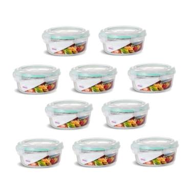 Imagem de Pote de Vidro 620ml 10 Peças com Fechamento Hermético 4 Travas Marmita Forno ou Freezer Microondas