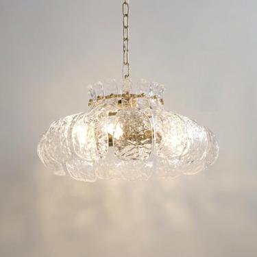 Imagem de YQSLQZZ Lustre de sala de jantar de 15,7 polegadas, pendurado acima da mesa de jantar, luminária pendente de vidro vintage americano, altura ajustável, para cozinha ilha bar sala de estar, ouro, base