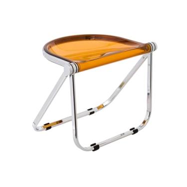 Imagem de Xcello Banqueta dobrável, banco de acampamento estável, rolamento forte, plástico e metal, moderno, banco dobrável para fotos de maquiagem para quarto (marrom)