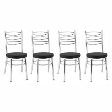 Imagem de Kit 4 Cadeiras Cc34 Cromadas Debrum Treparoni Preto