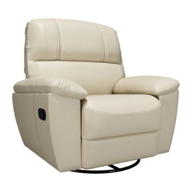 Imagem de Poltrona do Papai Reclinável Giratória Armênia Glider Mecânico Couro Off White - Gran Belo