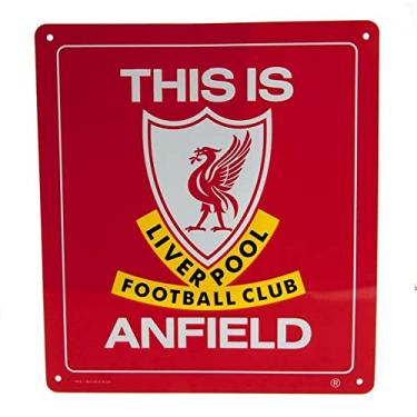 Imagem de Liverpool F.C. – Placa de Metal Oficial 'This is Anfield' - Decorativa - Vermelha - Aprox. 23 cm x 25 cm